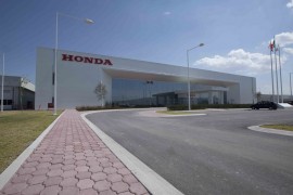 Entrance of new Honda de Mexico auto plant in Celaya