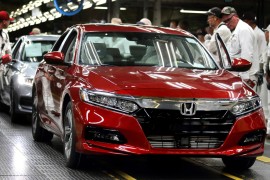 One of the first 2018 Honda Accord models comes off the assembly