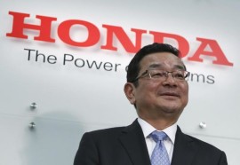 Honda Motor Co’s incoming President and Chief Executive Officer Takahiro Hachigo attends a news conference in Tokyo
